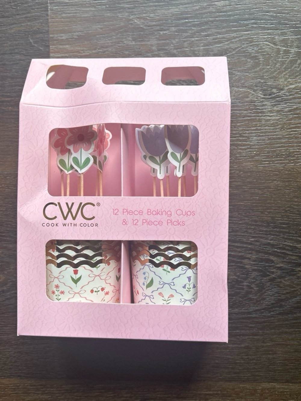 CWC Pink Floral Baking Cups & Picks Set - 24-Piece
